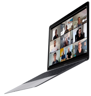 Laptop using Zoom video conference Laptop using Zoom video conference
