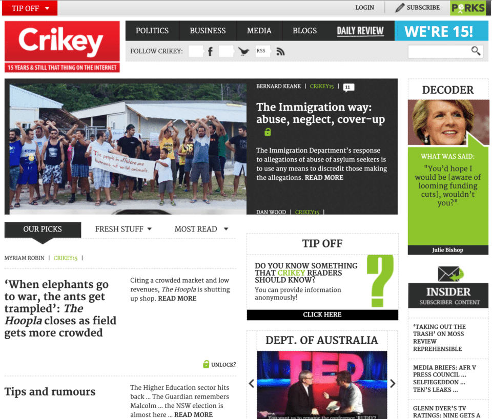 Crikey Screenshot 2015 Crikey Screenshot 2015