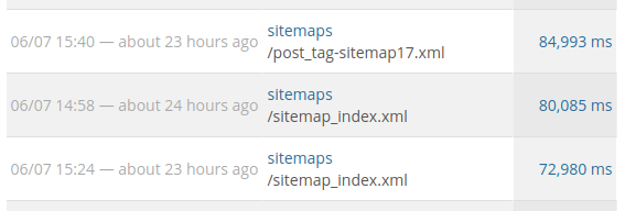 NewRelic showing sitemaps slow load time 